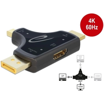 Delock 3 in 1 Monitor Adapter with HDMI / DisplayP