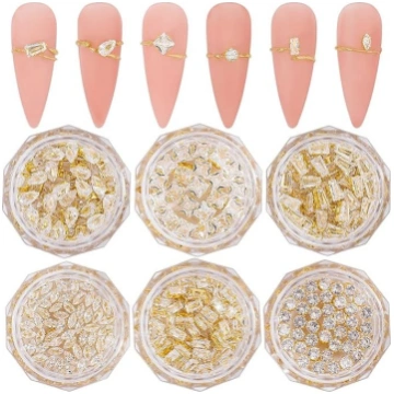 Zelta nagu piekariņi Nail Art kubiskā cirkonija me