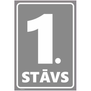 Zīme Stāva numerācija - 1.stāvs Pelēks Uzlīme para
