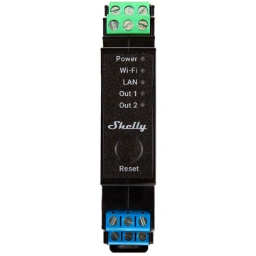 Shelly Pro 2PM DIN Rail 2-channel Relay, WiFi/LAN 