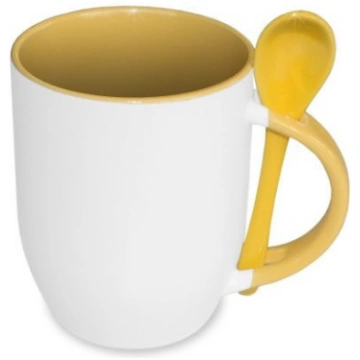 Sublimācijas krūze JS-Coating mug with spoon yello