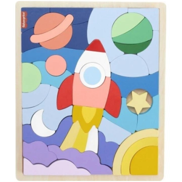 Fisher-Price - Wooden Space Blocks Puzzle For Pres