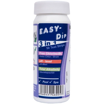Ūdens testa strēmeles Easy-Dip 3 in 1, pH/CL/BR/sā