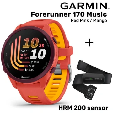 GARMIN Forerunner 170 Music, Red Pink/Mango + HRM 