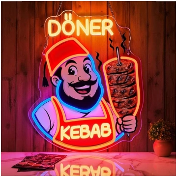 Doner Kebab neona zīme logiem, LED neona gaismas p