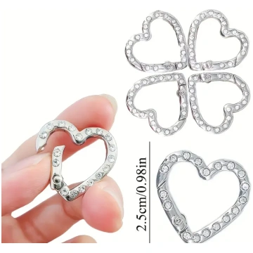 Moschettone cuore con strass 25 mm - Oro
