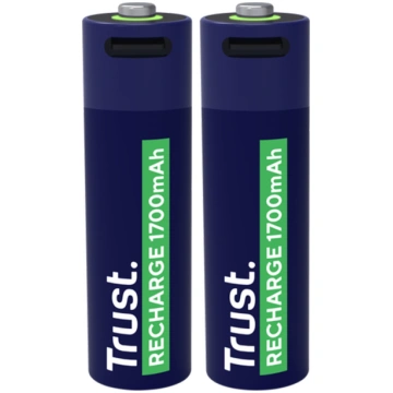 Trust USB-C rechargeable AA batteries, 2 gab. - Uz