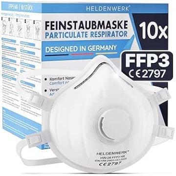 HELDENWERK FFP3 Mask with Valve - Set of 5, 10 or