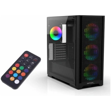 Inca Mid-Tower case/ATX/metal AND glass/USB/RGB, b
