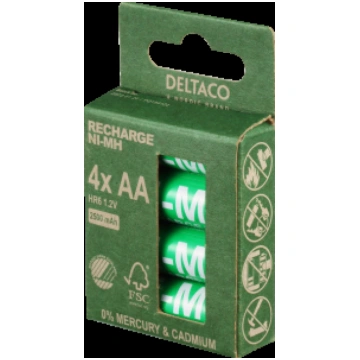 UZLĀDĒJAMAS AA BATERIJAS DELTACO AA 2500MAH, ZIEME