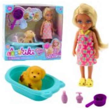 LEAN Toys Doll Dog Bathtub Bathing Set Interactive