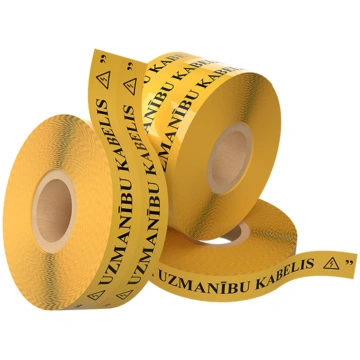 Brīdinājuma lenta "Uzmanību kabelis" 80mm dzeltena