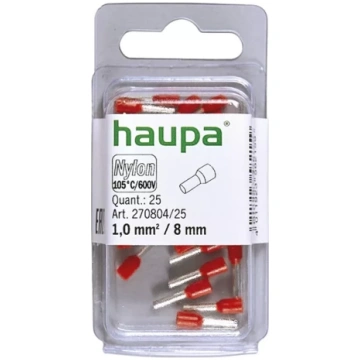 Kabeļu āderuzgalis 1/8 sarkans 25gb/iep. HAUPA