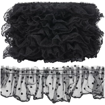 GORGECRAFT Lace Trim ar RUFFLES 10 m 6 cm plata vi