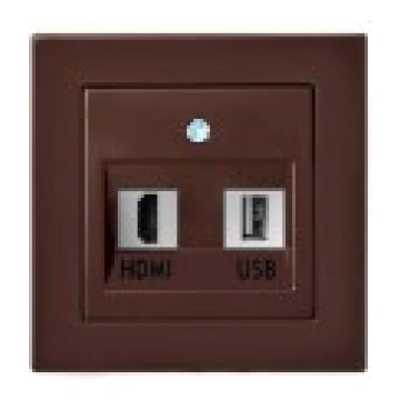 Rozete gala HDMI + USB brūna bez rāmja Liregus HDM