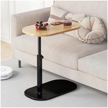 C-Shaped Side Table with Adjustable Height, Coffee