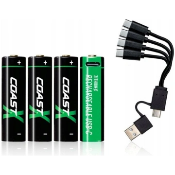 1x4 Coast Zithion-X Mignon AA Akku, USB-C Ladeansc