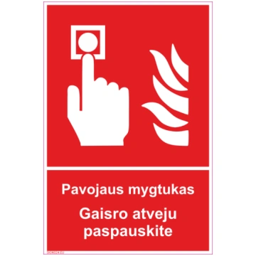 Zīme Trauksmes poga ugunsgrēka gadījumā nospiest P