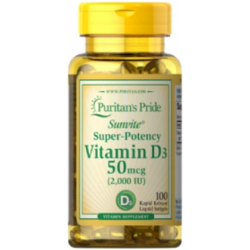 Vitamin D3 50 mcg 2000 iu Puritan"s Pride 100 soft