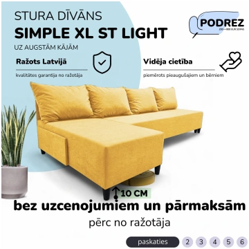 Liels stūra dīvāns bez roku balstiem Simple XL St 