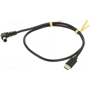 Cable | USB C plug,DC 5,5/2,5 plug | angled | blac