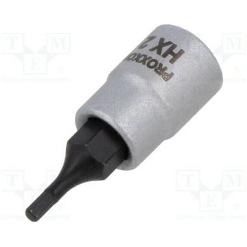 Socket: hex key-bit; HEX 2mm; 1/4"; Socket bit len