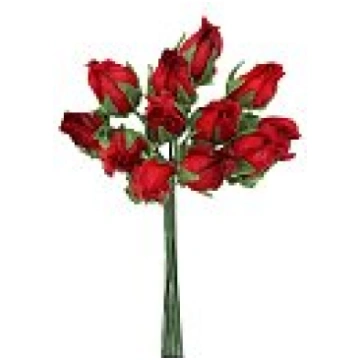 Dekoratīvie auduma ziedi "Rosebud", D: 12 mm, ruby