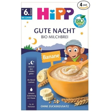 HiPP bioloģiskās piena putras „Goodnight“ ar mannu