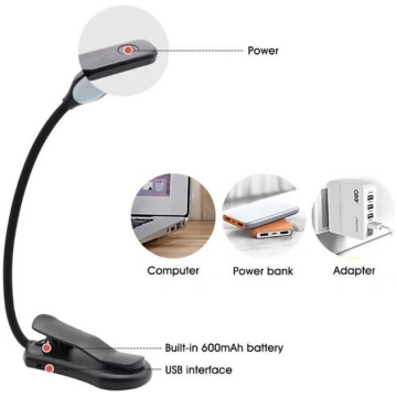 Lampa lasīšanai Book Light Mini 7 LED diodes, uzlā