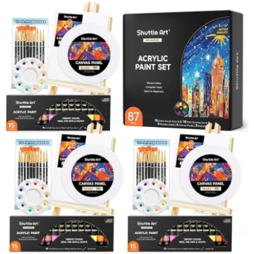 Shuttle Art 87 Stück Acrylfarben Set, Malkoffer mi