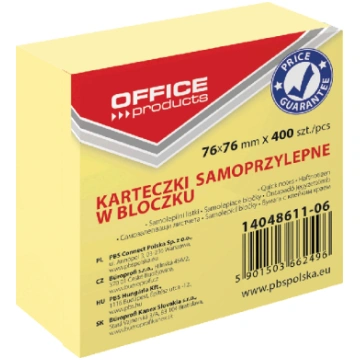 *Līmlapiņu kubs OFFICE PRODUCTS 76x76, pasteļdzelt