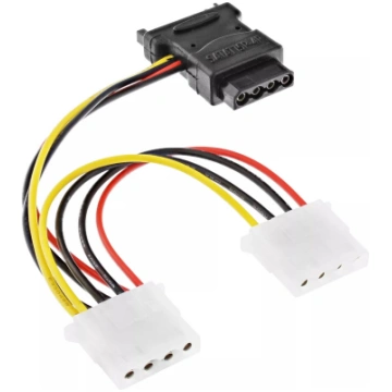 SATA barošanas kabelis SATA female / 3x 4pin Molex