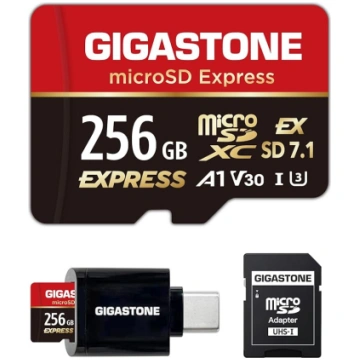 GIGASTONE 256GB microSD Express + USB-C karšu lasī