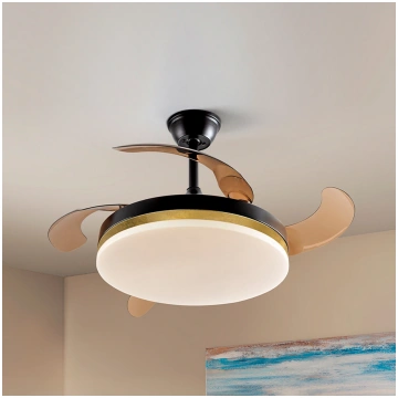 LED griestu ventilators Vento melns/zelts/dūmu krā