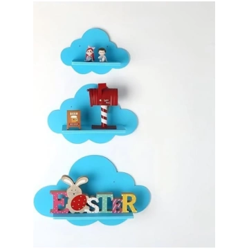 Cloud Wall Shelves, Set of 3, White Floating Shelv