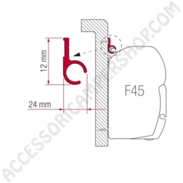 STAFFA ADAPTER RAIL PER TENDALINI FIAMMA F45. SCEG