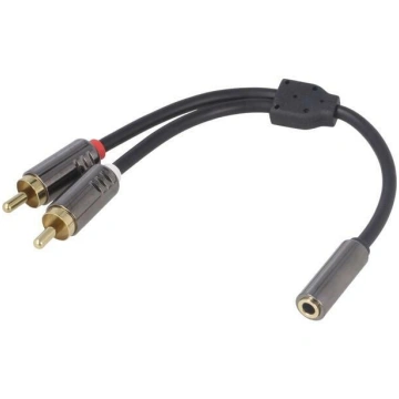 Cable; Jack 3.5mm 3pin socket,RCA plug x2; 0.2m; b