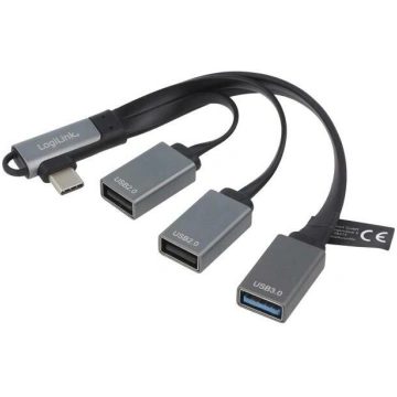 Hub USB; USB A socket x3,USB C angled plug; PnP; b