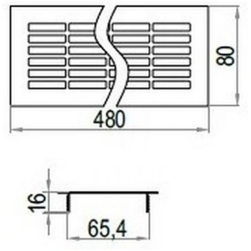 Ventilācijas režģis 480 x 80mm, melns