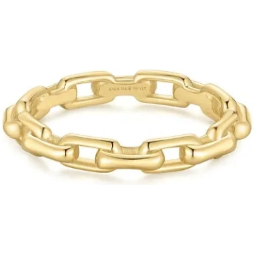 Ania Haie Gold Paper Clip Link Ring: Ring size 54