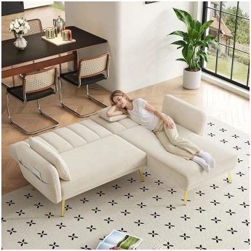 Modern Folding Sofa L Shape Sofa Bed with Addition