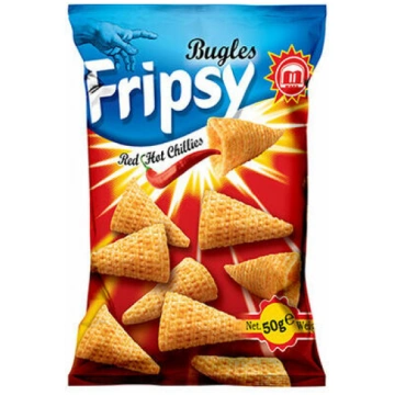 Čipsi Bugles ar sarkano aso čili garšu 50g, Fripsy
