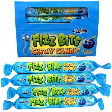 Košļājamās konfektes "Fizz Bite" melleņu 30 x 14 g