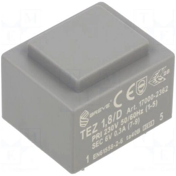 Transformer: encapsulated | 1.8VA | 230VAC | 6V | 