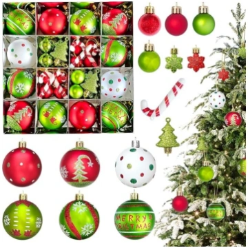 Ziemassvētku Baubles, 46 gabali 3-7 cm plastmasas 