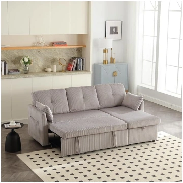 Corner Sofa with Sleep Function and Bed Box, L-Sha