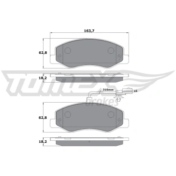 Bremžu uzliku kompl., Disku bremzes TOMEX Brakes T