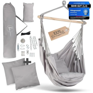 BELLAMATILDA Hanging Chair 100% Cotton + 360° Moun