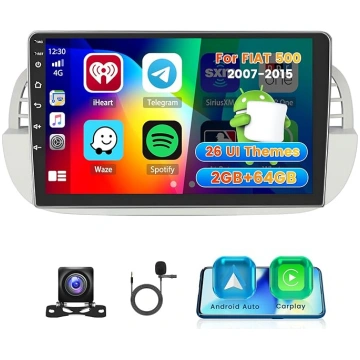 Roinvou 2+64G Android auto radio Fiat 500 2007-201