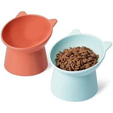 Amazon Basics Cat Ear Shaped Feeding Bowls, Pack o